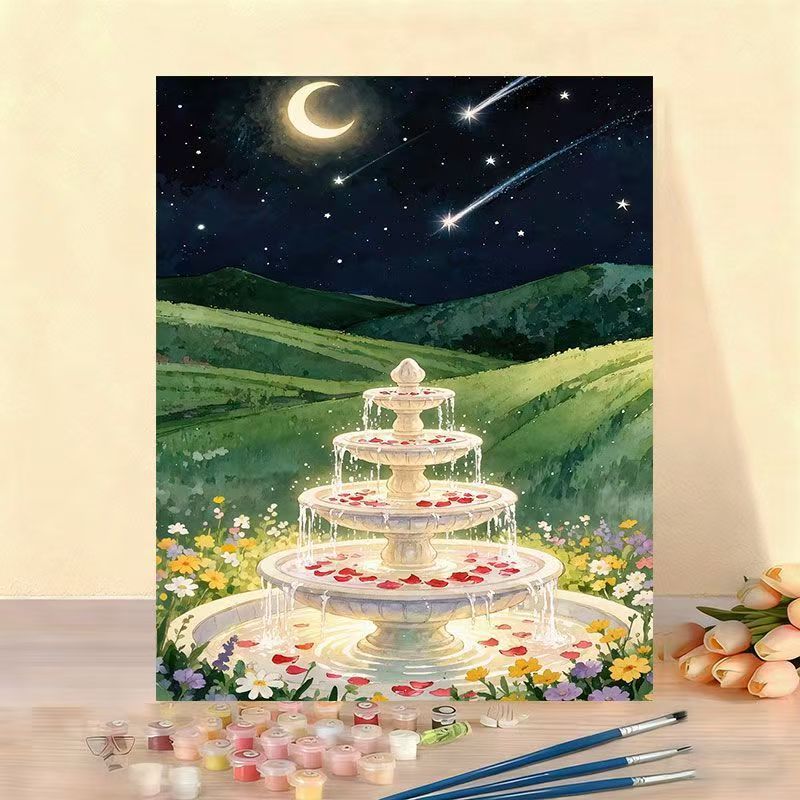 Kit pittura numerata fontana acquerello fai da te