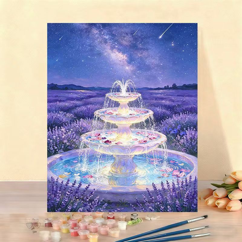 Kit pittura numerata fontana acquerello fai da te