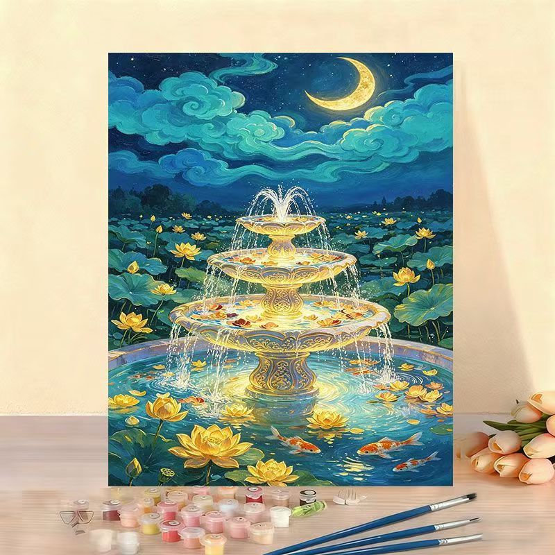 Kit pittura numerata fontana acquerello fai da te