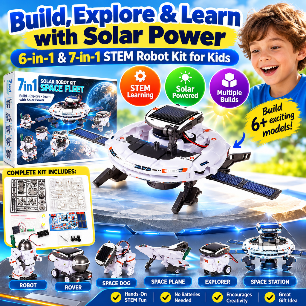 Kit robot solare per bambini – gioco STEM 6 in 1 e 7 in 1
