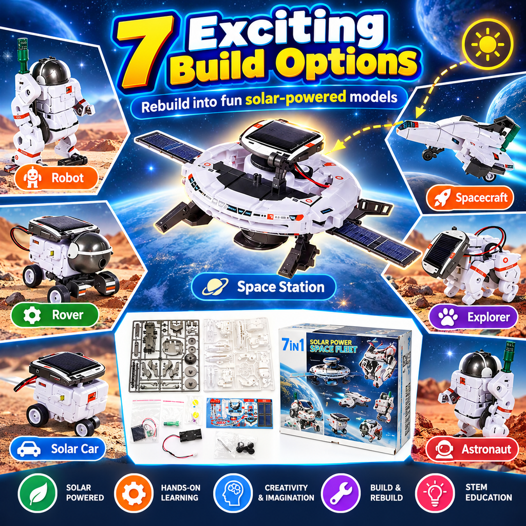 Kit robot solare per bambini – gioco STEM 6 in 1 e 7 in 1