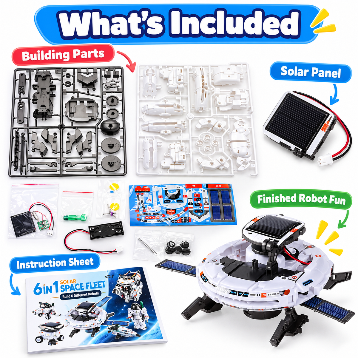 Kit robot solare per bambini – gioco STEM 6 in 1 e 7 in 1