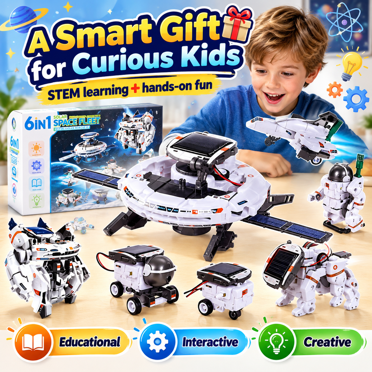 Kit robot solare per bambini – gioco STEM 6 in 1 e 7 in 1