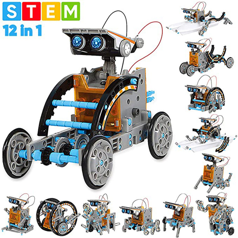 Kit robot solare STEM per bambini – gioco di costruzione fai da te 12 in 1 e 13 in 1