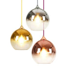 Lampada a sospensione in vetro finitura rame