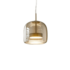 Lampada a sospensione vintage in vetro ambrato e metallo nero