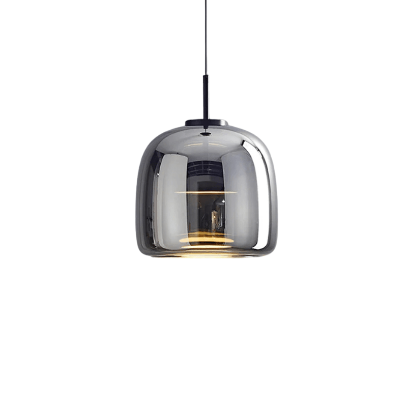 Lampada a sospensione vintage in vetro ambrato e metallo nero