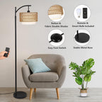 Lampada ad arco con telecomando e doppio paralume Norvella