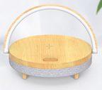 Lampada da comodino multifunzione con ricarica wireless, supporto telefono, speaker Bluetooth e luce regolabile