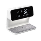 Lampada da comodino 3 in 1 con ricarica wireless, sveglia LCD e LED dimmerabile