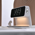 Lampada da comodino 3 in 1 con ricarica wireless – Sveglia LCD e luce LED dimmerabile touch