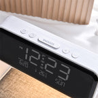 Lampada da comodino 3 in 1 con ricarica wireless – Sveglia LCD e luce LED dimmerabile touch