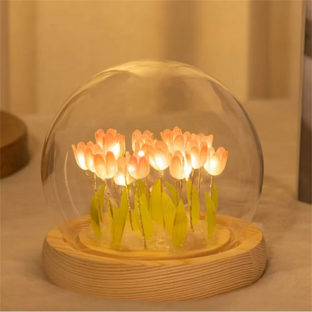 Lampada da comodino a tulipano LED fatta a mano per camera da letto e regalo