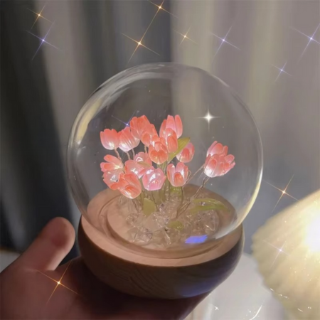 Lampada da comodino a tulipano LED fatta a mano per camera da letto e regalo