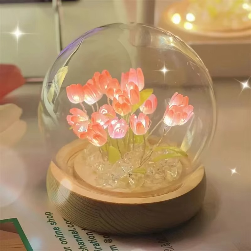 Lampada da comodino a tulipano LED fatta a mano per camera da letto e regalo