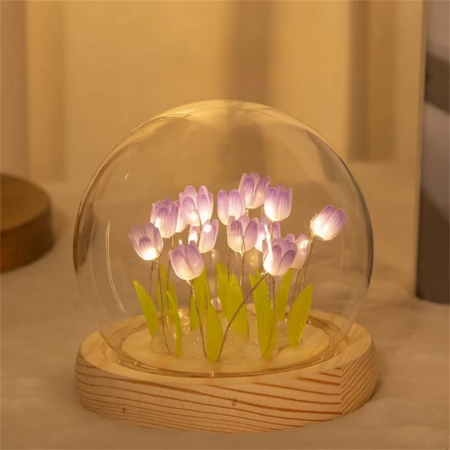 Lampada da comodino a tulipano LED fatta a mano per camera da letto e regalo