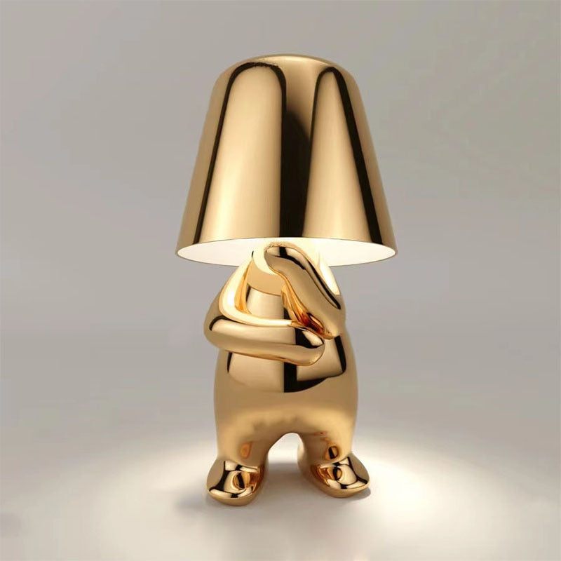 Lampada da comodino ricaricabile con figura decorativa moderna