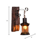 Lampada da parete a lanterna in legno marrone stile nautico industriale