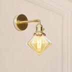 Lampada da parete geometrica in vetro ambra rigato stile retrò