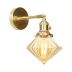 Lampada da parete geometrica in vetro ambra rigato stile retrò