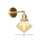 Lampada da parete geometrica in vetro ambra rigato stile retrò