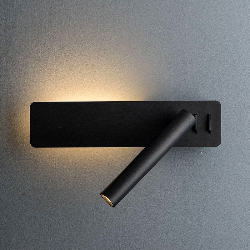 Lampada da parete LED orientabile per lettura | Faretto girevole | 2 interruttori metallo | Bedspark