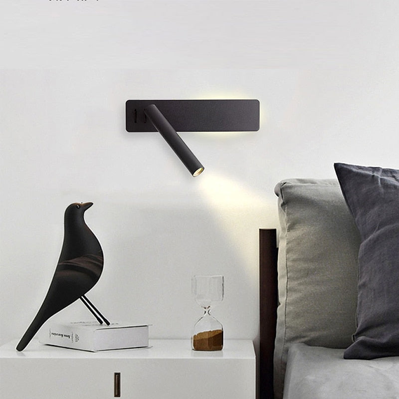 Lampada da parete LED orientabile per lettura | Faretto girevole | 2 interruttori metallo | Bedspark