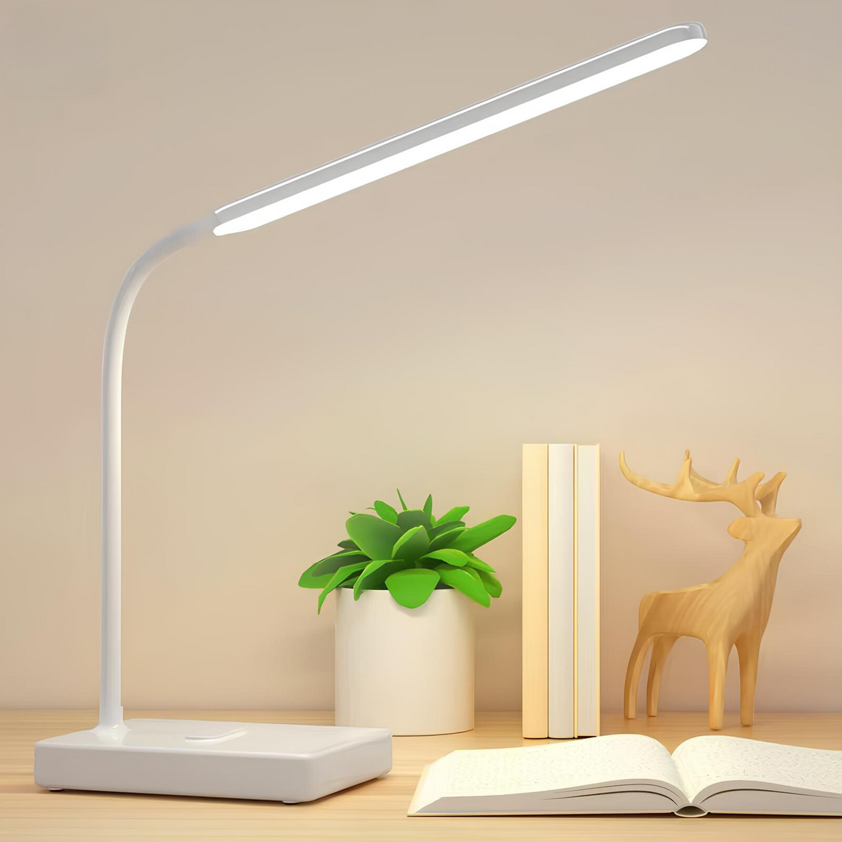 Lampada da scrivania con braccio flessibile | Luce bianca calda, naturale e fredda, dimmerabile | Ricaricabile USB o ali