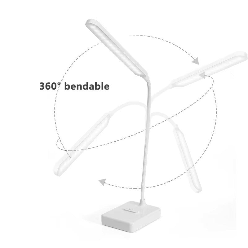 Lampada da scrivania con braccio flessibile | Luce bianca calda, naturale e fredda, dimmerabile | Ricaricabile USB o ali