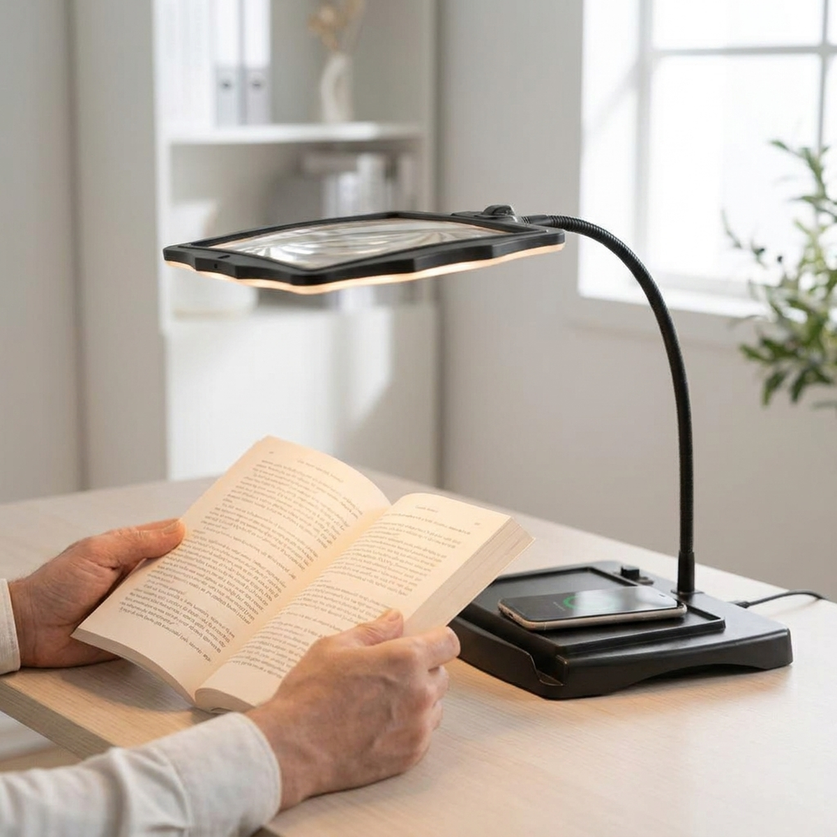 Lampada da scrivania LED con lente d'ingrandimento per lavori di precisione
