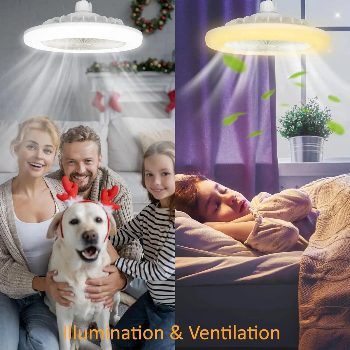 Lampada da soffitto 2 in 1 con ventilatore – Controllabile con telecomando