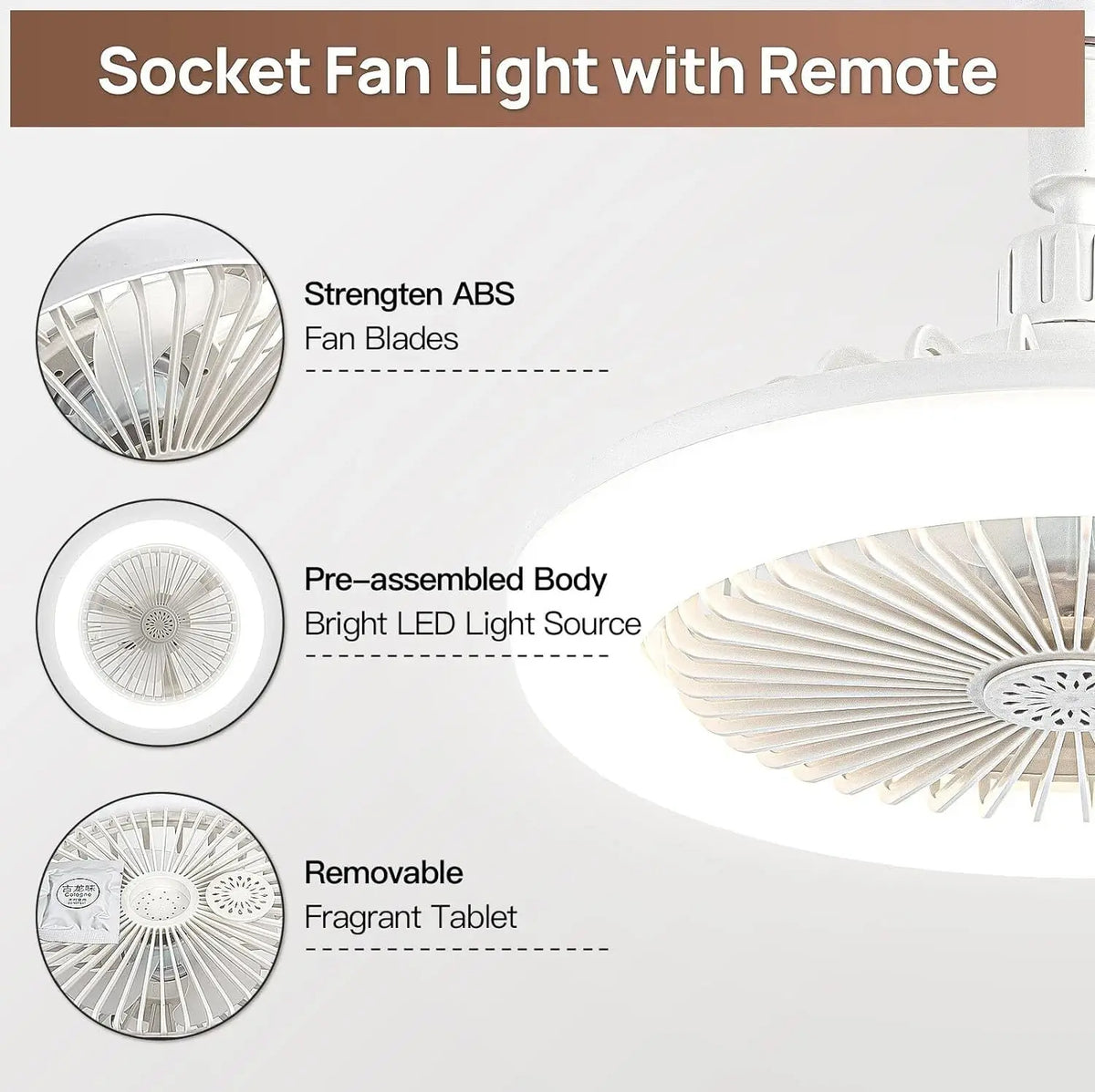 Lampada da soffitto 2 in 1 con ventilatore – Controllabile con telecomando
