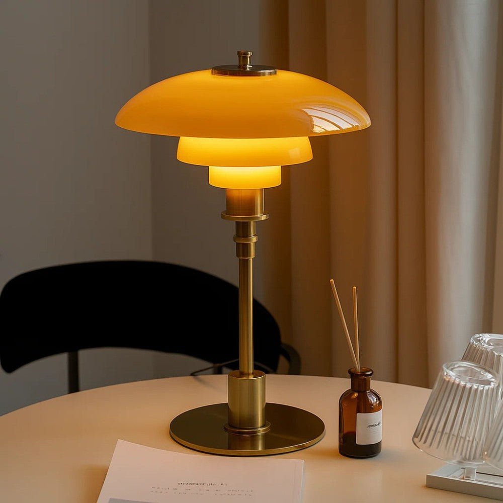 Lampada da tavolo in vetro nordica con luce ambientale calda