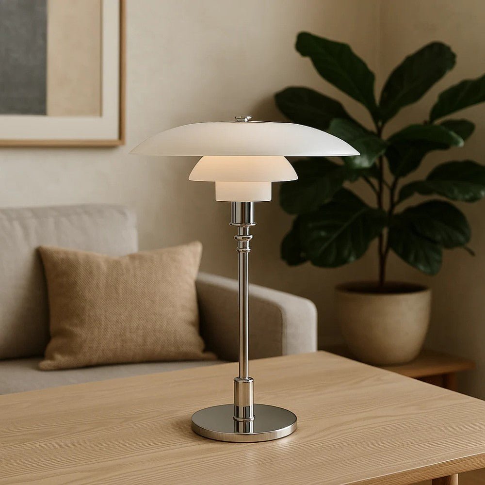 Lampada da tavolo in vetro nordica con luce ambientale calda
