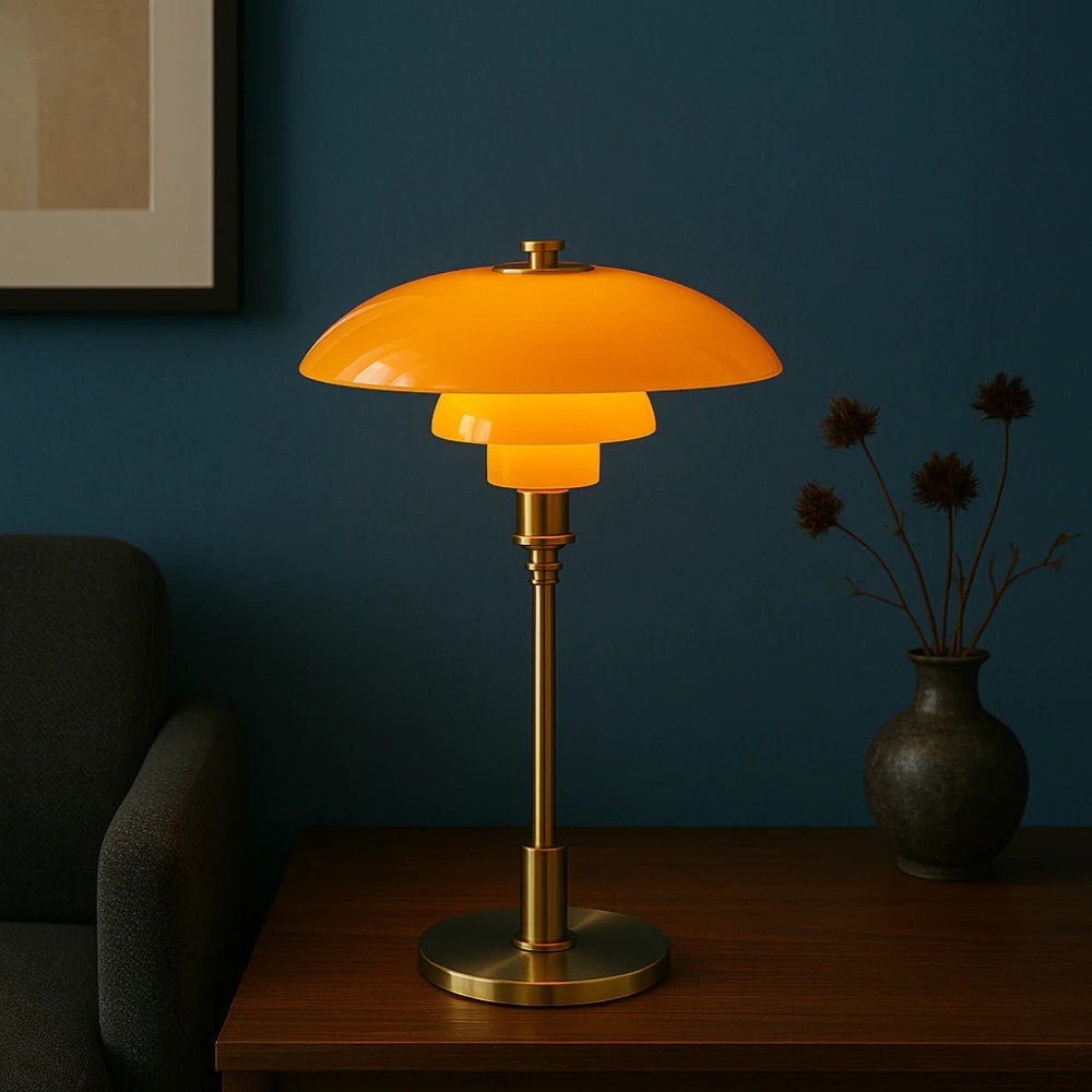 Lampada da tavolo in vetro nordica con luce ambientale calda