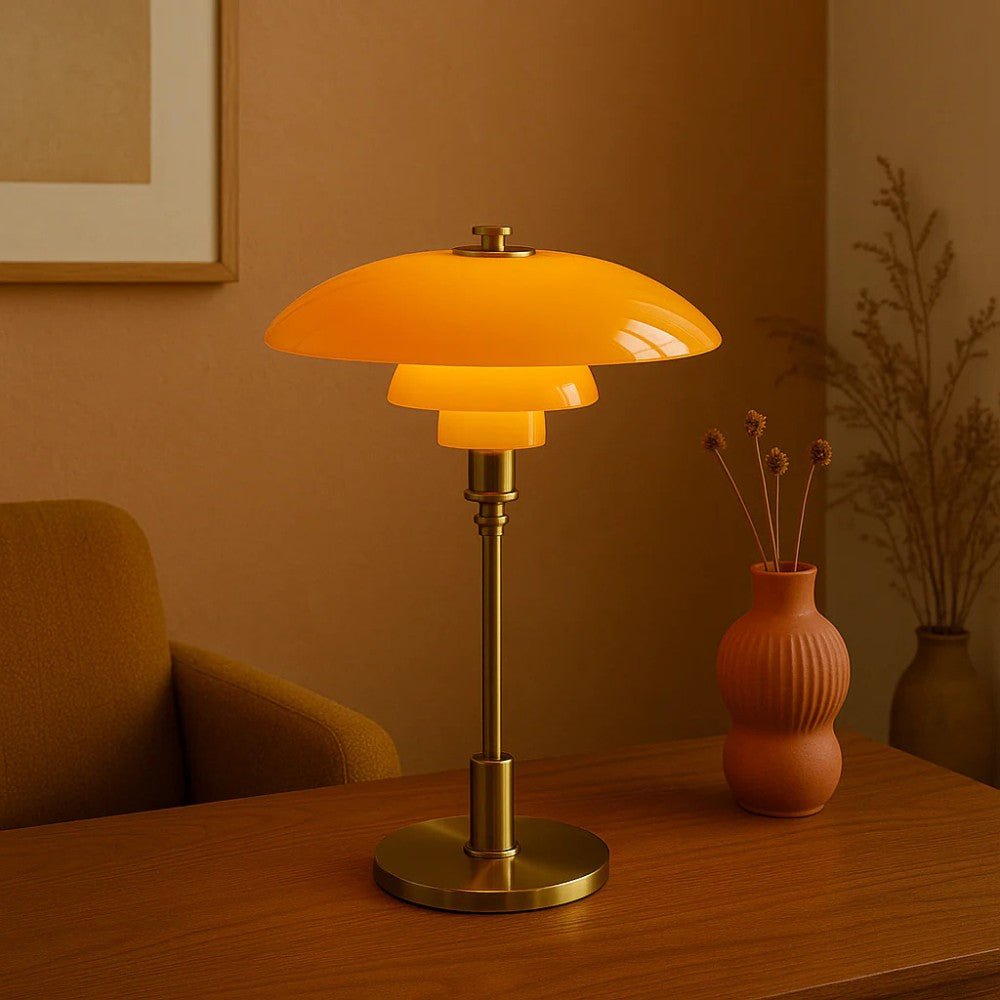 Lampada da tavolo in vetro nordica con luce ambientale calda
