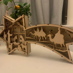 Lampada da tavolo natalizia in legno con LED a forma di stella