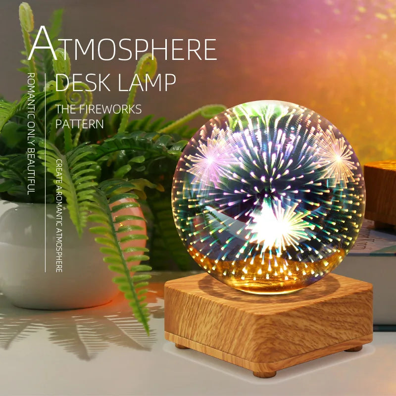 Lampada da tavolo notturna 3D con effetto cielo stellato e cuore colorato USB