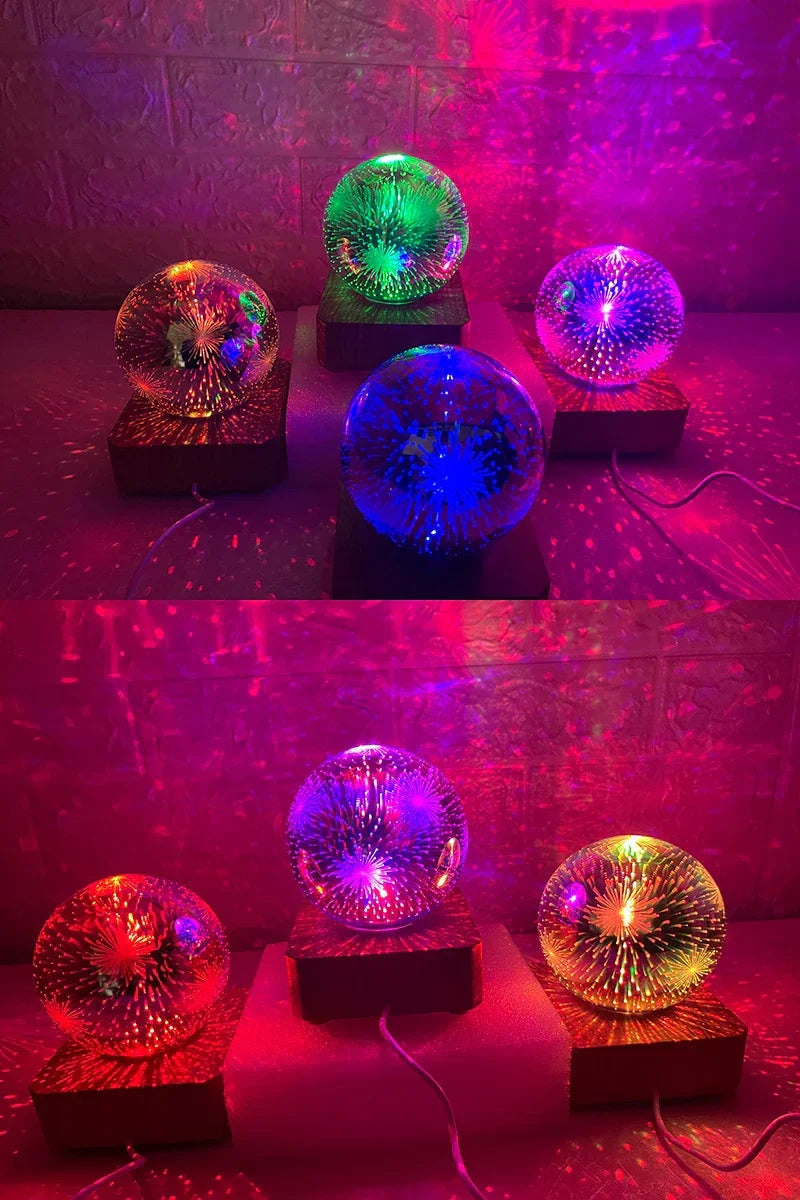 Lampada da tavolo notturna 3D con effetto cielo stellato e cuore colorato USB