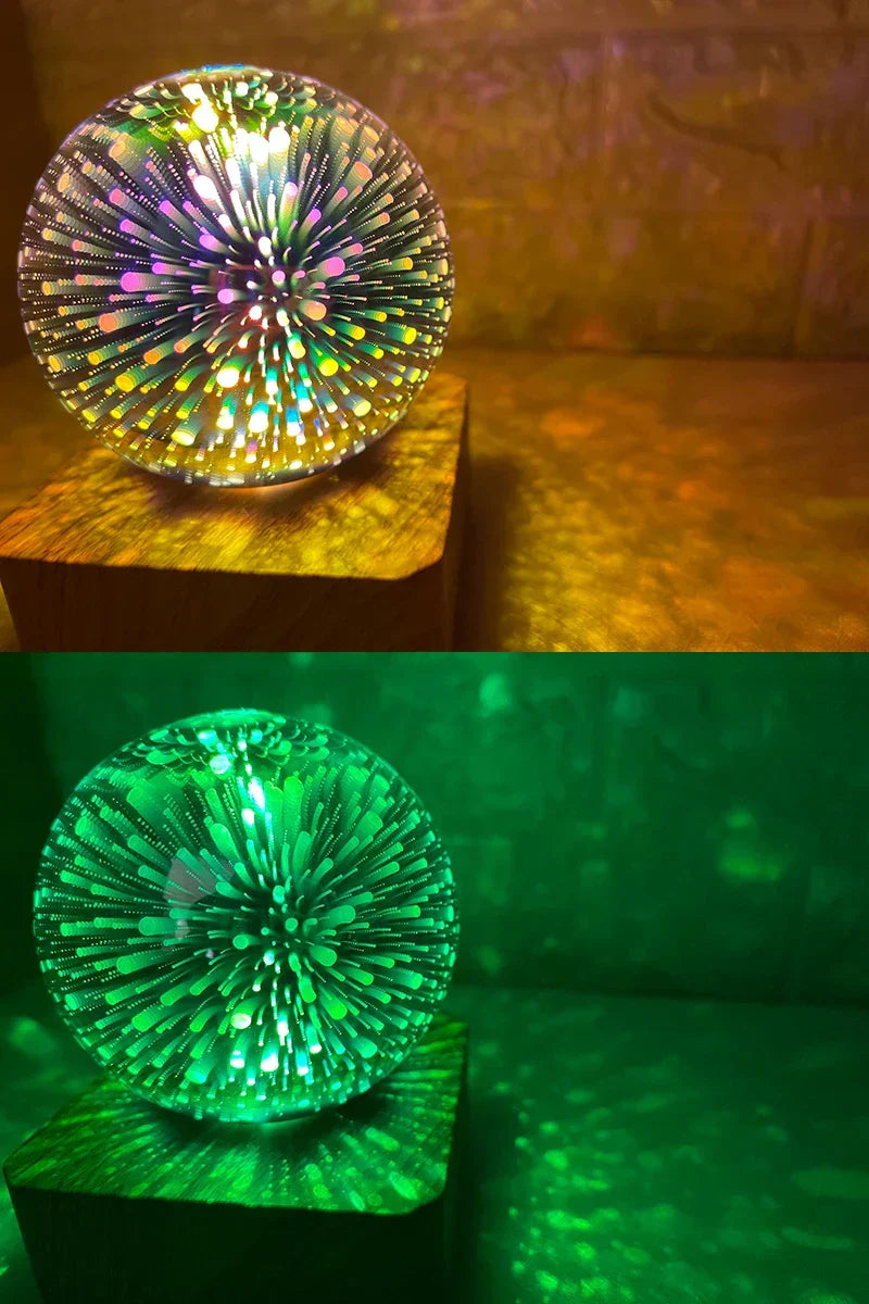 Lampada da tavolo notturna 3D con effetto cielo stellato e cuore colorato USB