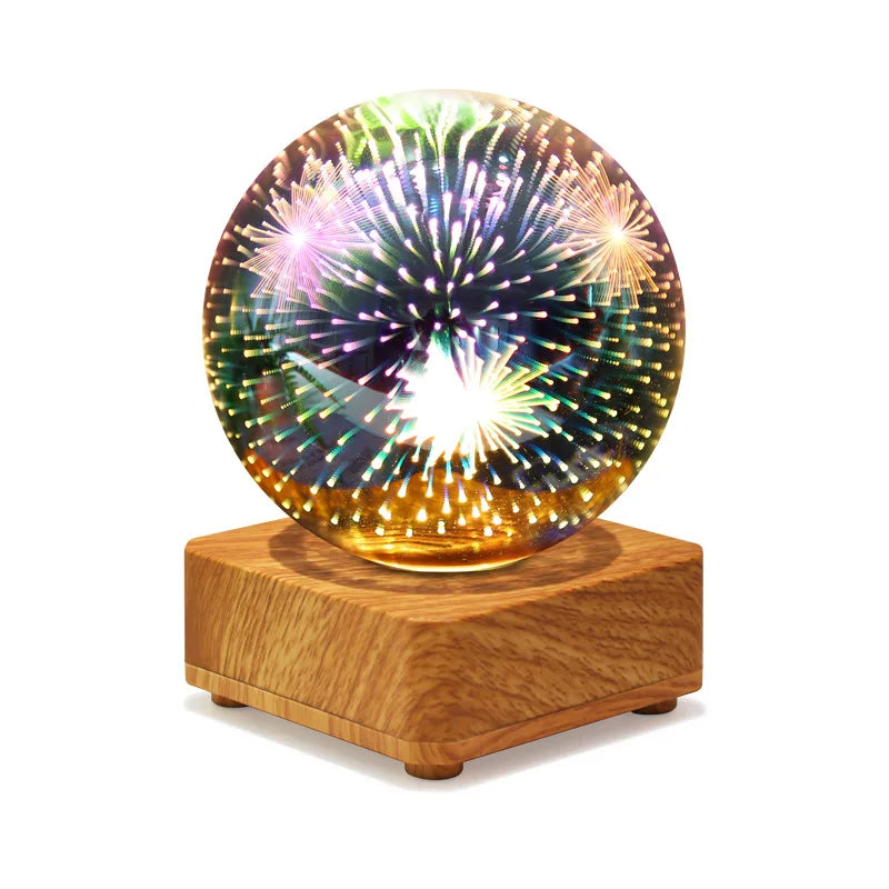 Lampada da tavolo notturna 3D con effetto cielo stellato e cuore colorato USB