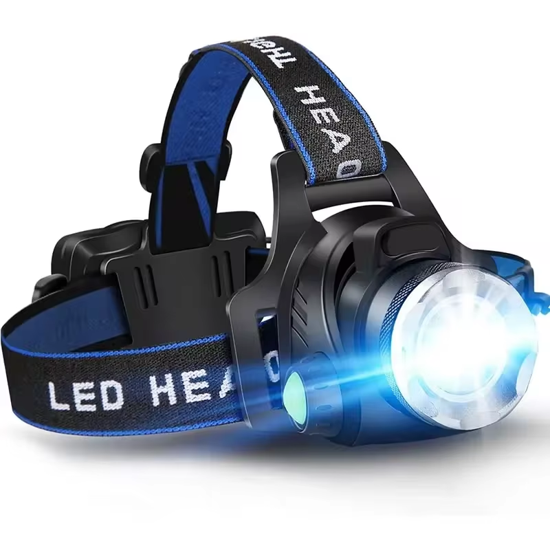 Lampada frontale LED ricaricabile impermeabile con zoom