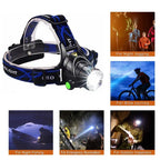 Lampada frontale LED ricaricabile impermeabile con zoom