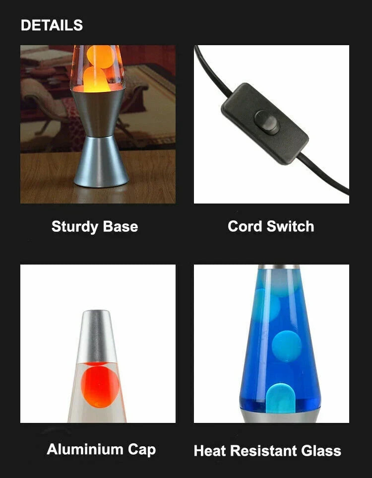 Lampada lava | Movimento di Cera Vorticosa e Illuminazione Ambientale | 37 cm di Altezza