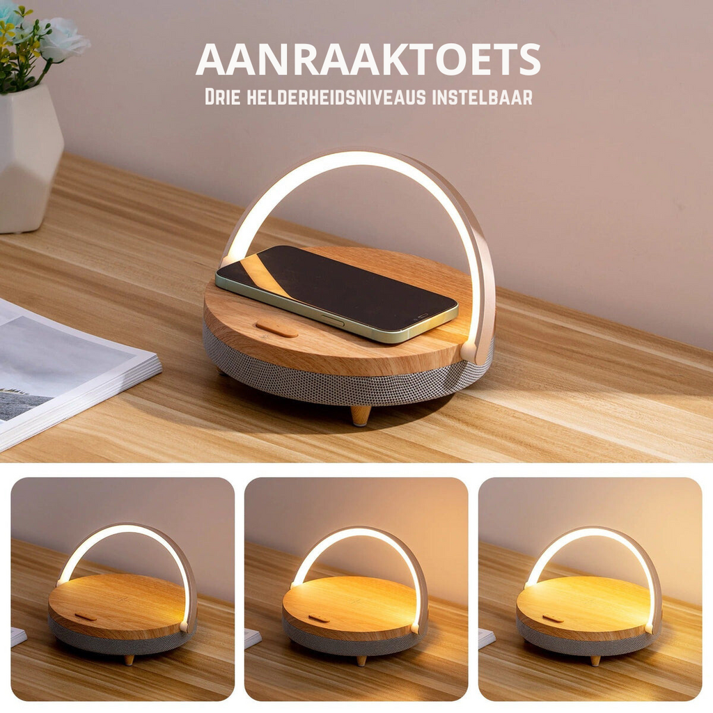 Lampada LED 3 in 1 con speaker Bluetooth e ricarica wireless