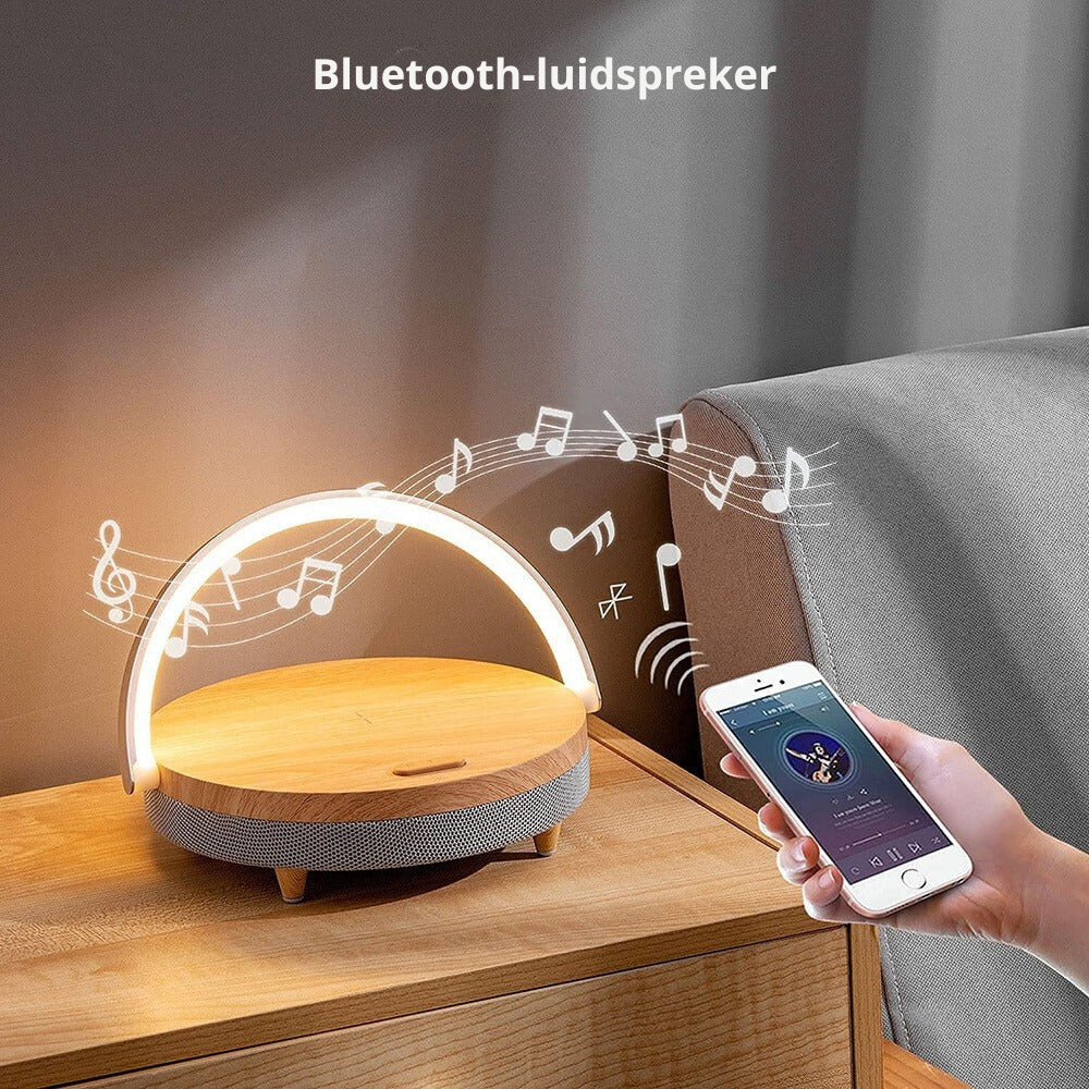 Lampada LED 3 in 1 con speaker Bluetooth e ricarica wireless