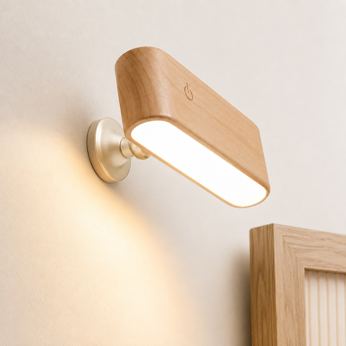 Lampada LED magnetica da scrivania finitura noce