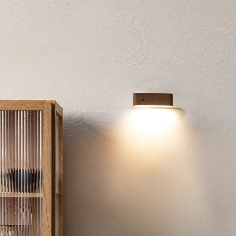 Lampada LED magnetica da scrivania finitura noce