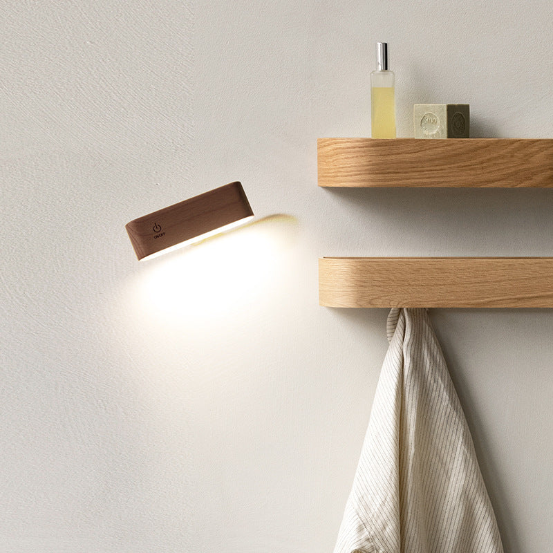 Lampada LED magnetica da scrivania finitura noce