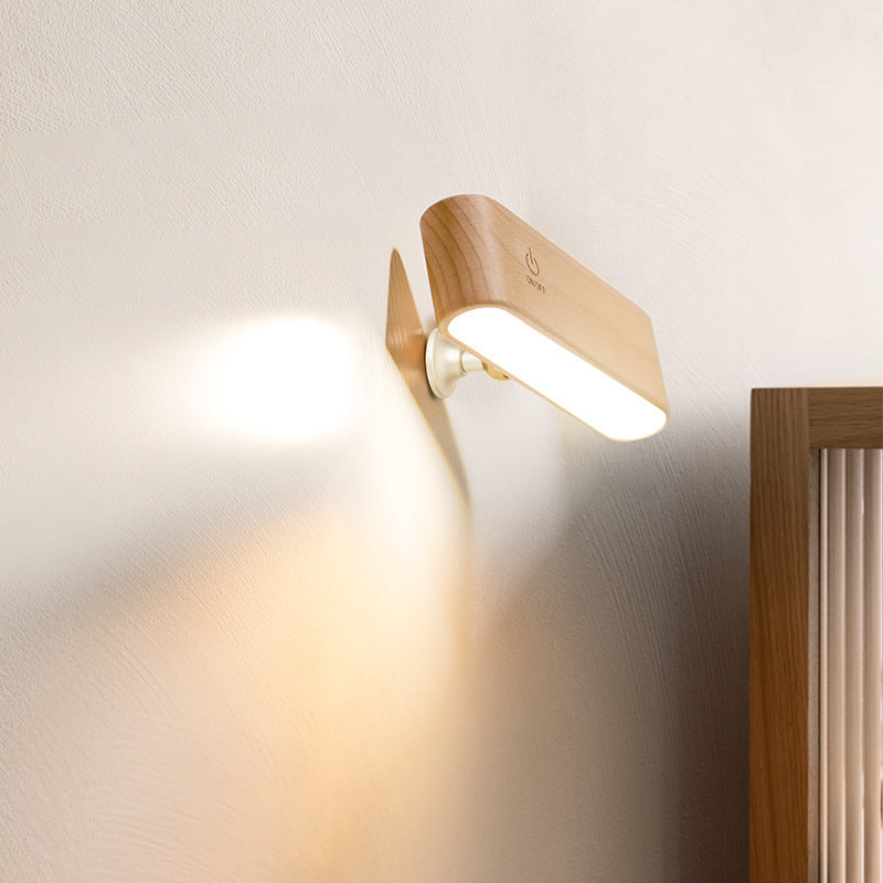 Lampada LED magnetica da scrivania finitura noce